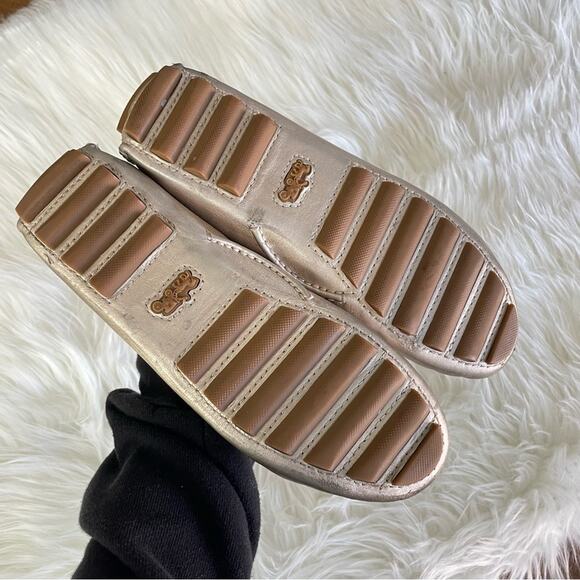 Coach | Women’s Crosby Driver Turnlock Flats Champagne Loafers Leather Metallic - Picture 7 of 8